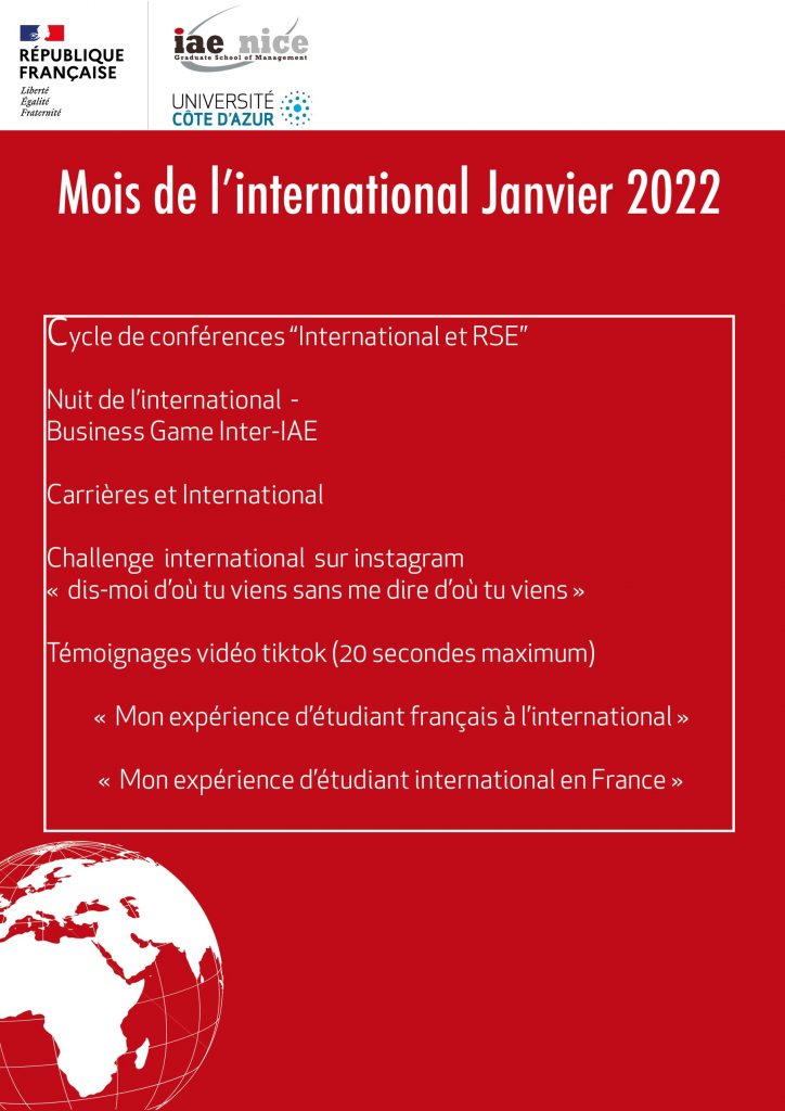 Programme Mois de l'International IAE Nice